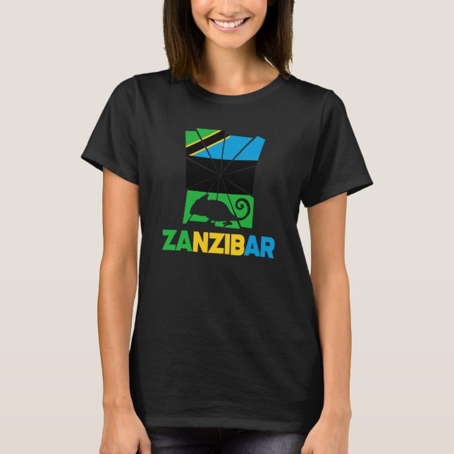 Camiseta Zanzibar Zanzibari Bandeira Zanzibar Chameleon Ani (Frente)