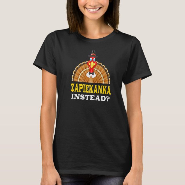 Camiseta Zapiekanka Em Vez De Graças Pizza Negra Polonesa (Frente)