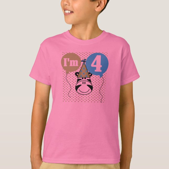 Camiseta Zebra 4º Aniversário T-shirts e presentes (Frente)