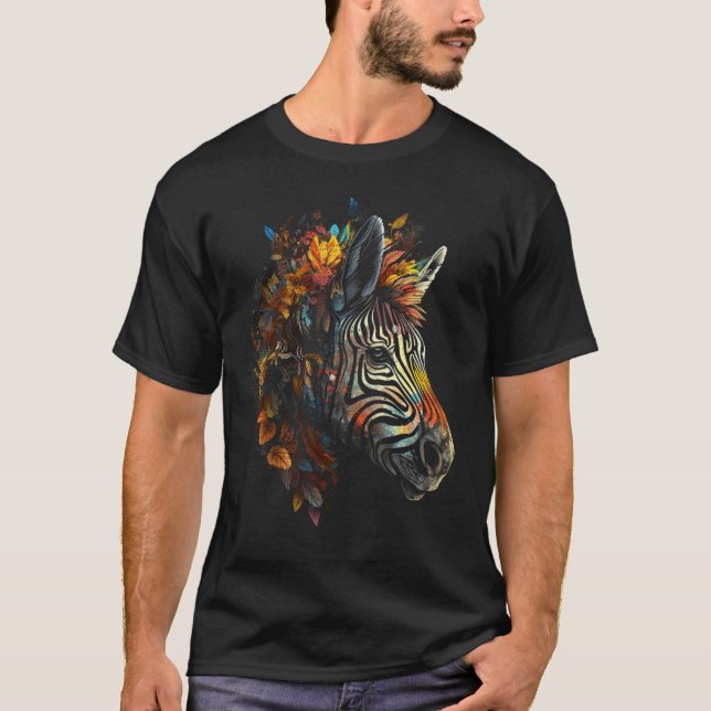 Camiseta Zebra Autumn Deixa Zoo Zoológico Colorido (Frente)