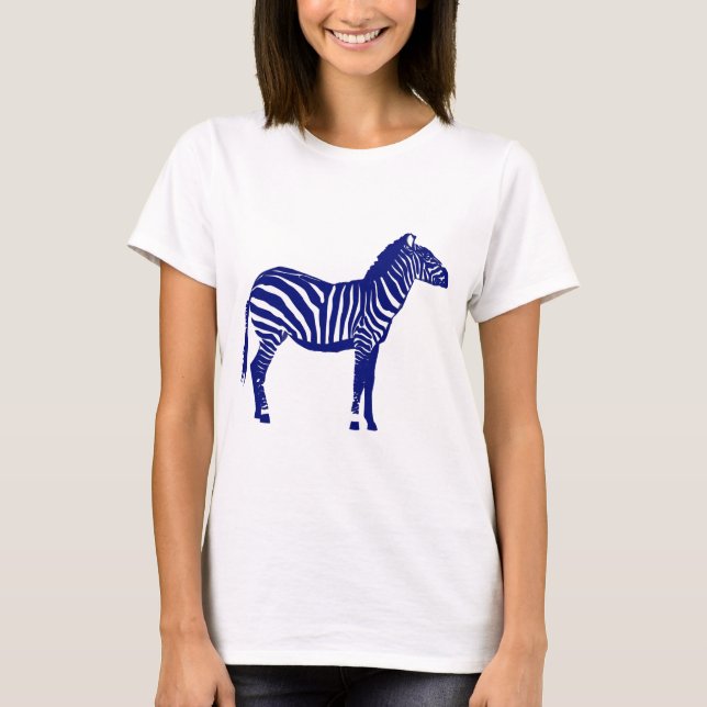 Camiseta Zebra - Azul de cobalto escuro e branco (Frente)