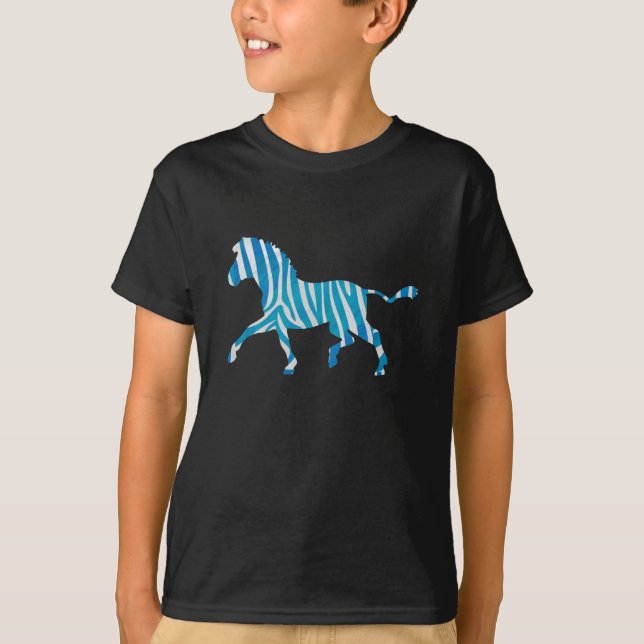 Camiseta Zebra Blue e White Silhouette (Frente)