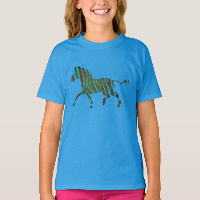 Camiseta Zebra Brown e Teal Impressão (Frente)
