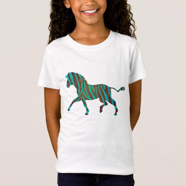 Camiseta Zebra Brown e Teal Impressão (Frente)