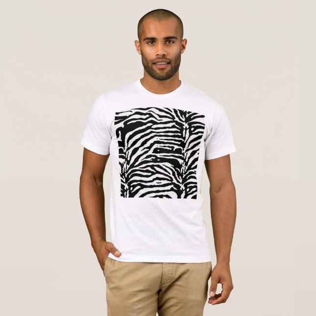 Camiseta Zebra Camouflage Padrão Artístico Negro e Branco (Frente Completa)