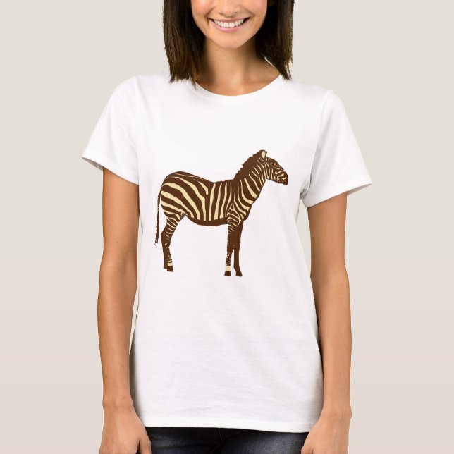 Camiseta Zebra - Castanho-chocolate e castanho-camelo (Frente)