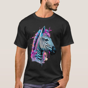 Camiseta Zebra Colorful Trabalho de arte Splash Willife Art