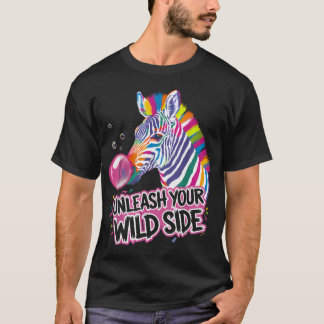 Camiseta Zebra Colorido de Chiclete Animal Divertido
