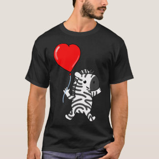 Camiseta Zebra com Dia de os namorados de Balão Cardíaco Ze