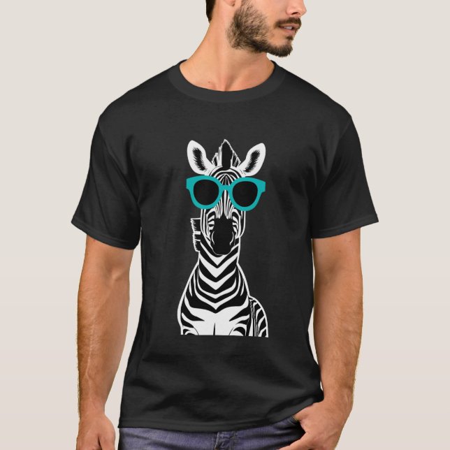 Camiseta Zebra Com Óculos De Sol Amante De Zoológico (Frente)
