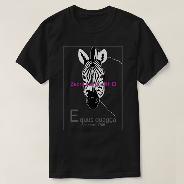 Camiseta Zebra começa com E (Frente do Design)