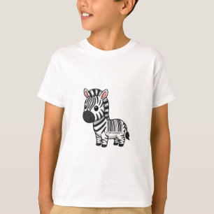Camiseta Zebra de Desenho Animado com Listras de Código de