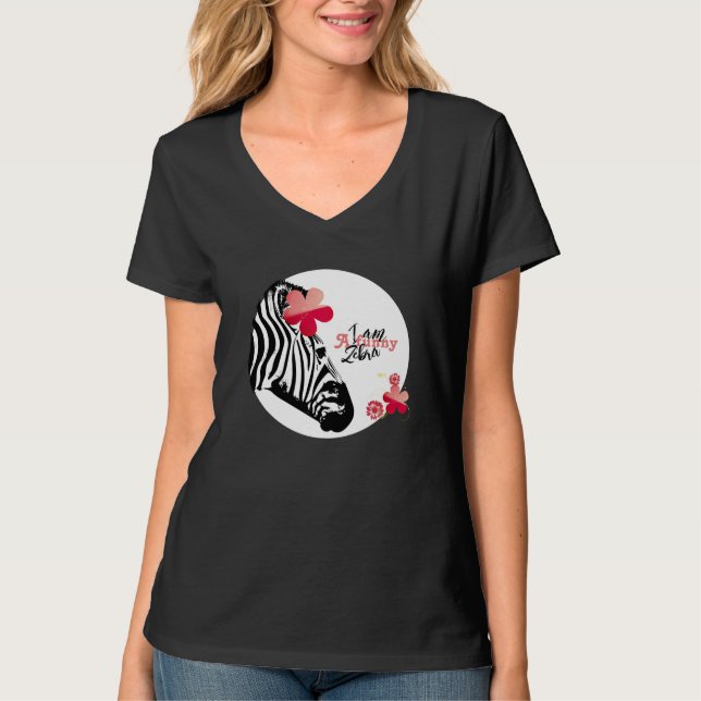 Camiseta Zebra Engraçada com Flores (Frente)