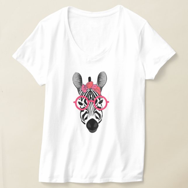 Camiseta Zebra engraçado com óculos escuros cor-de-rosa (Postura )