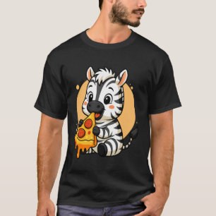 Camiseta Zebra Engraçado Comendo Gráfico de Pizza Meninos M
