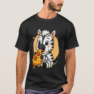 Camiseta Zebra Engraçado Comendo Gráfico de Pizza Meninos M