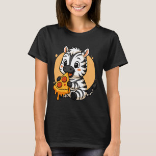 Camiseta Zebra Engraçado Comendo Pizza Gráfico Meninos Meni