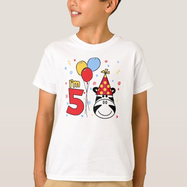 Camiseta Zebra Face 5 Birthday (Frente)