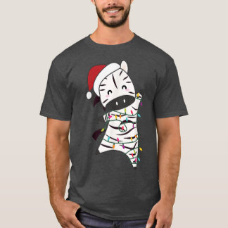 Camiseta Zebra Feliz Natal Animais Fadas Luzes de Fada Zebr