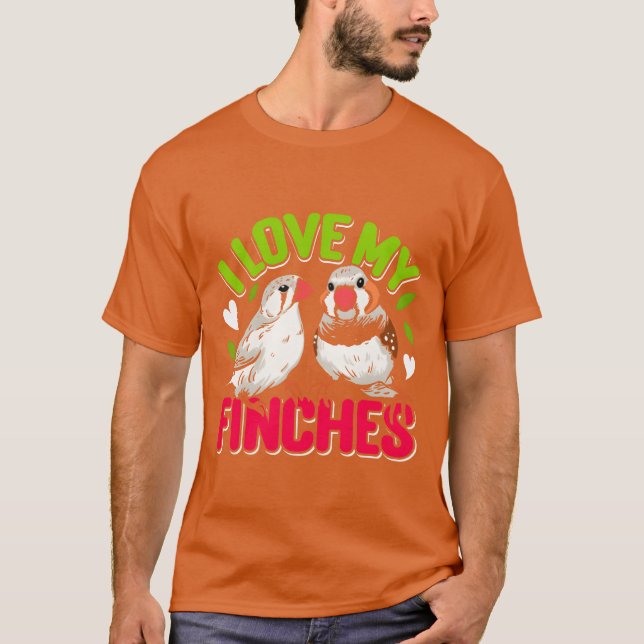 Camiseta Zebra Finches Eu amo minha família de amantes de p (Frente)