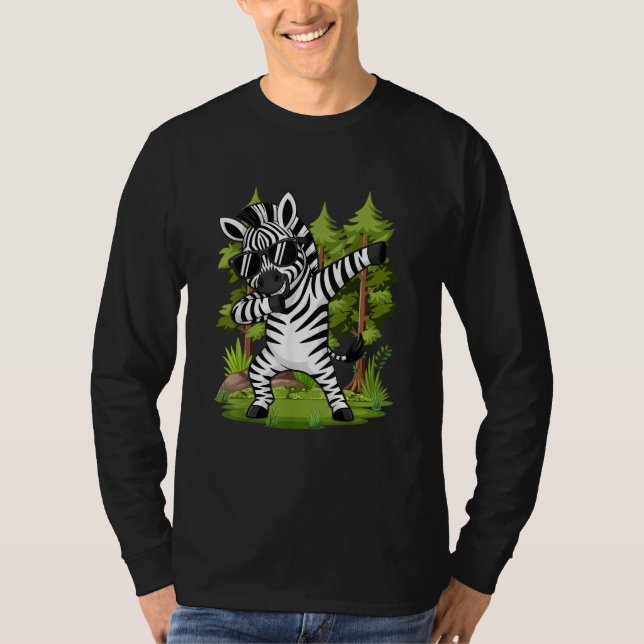 Camiseta Zebra Fofo Dançando Dab Zebra Engraçado Animal  (Frente)