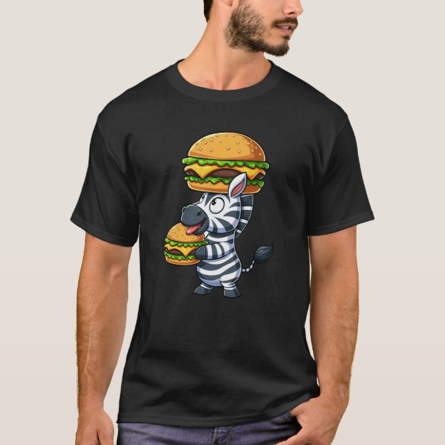 Camiseta Zebra Hamburger Comida rápida Cheeseburger (Frente)