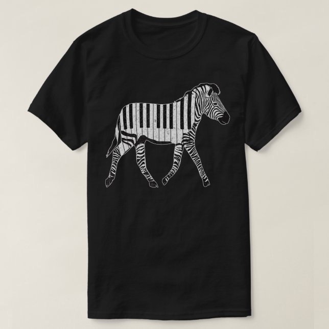 Camiseta Zebra Horse Piano Sheet Music Keyboard Piano Music (Frente do Design)