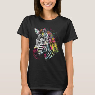 Camiseta Zebra Lover Colorida Trabalho de arte Animal Motif