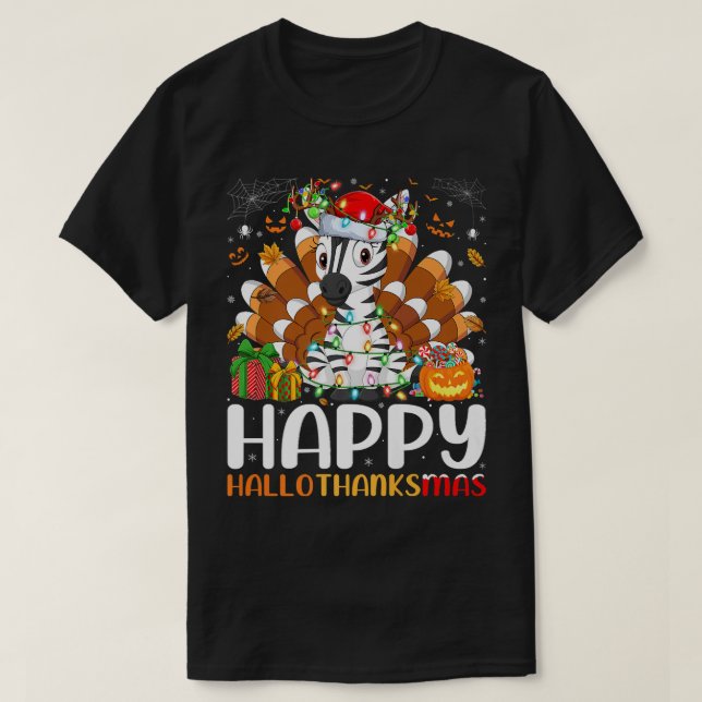 Camiseta Zebra Lover Halloween Natal Feliz Hallothankm (Frente do Design)