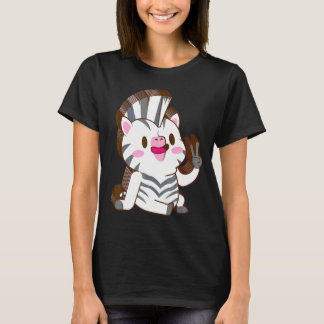 Camiseta Zebra Multicamada Paz Relaxada Fofa Estética