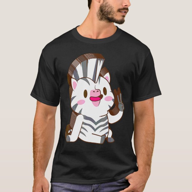 Camiseta Zebra Multicamada Paz Relaxada Fofa Estética (Frente)