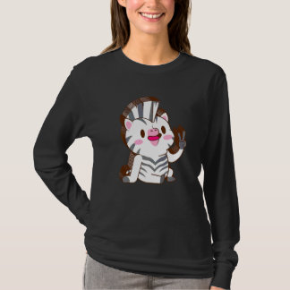 Camiseta Zebra Multicamada Paz Relaxada Fofa Estética