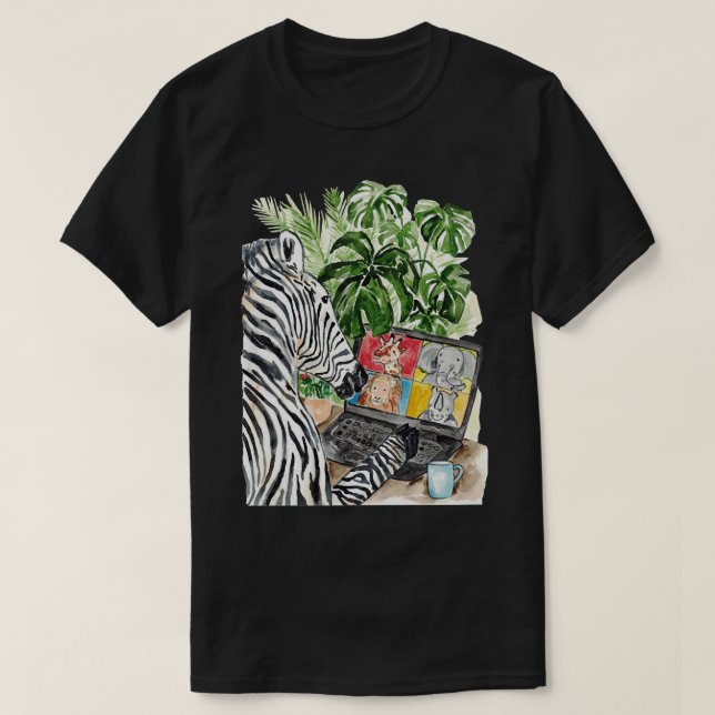 Camiseta Zebra na cor d'água do zoom (Frente do Design)