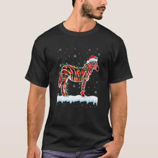Camiseta Zebra Natal Santa Hat Animais Fofos Xmas Luzes