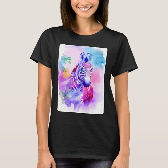 Camiseta Zebra Portrait Animal Safari Wildlife Illustration (Frente)