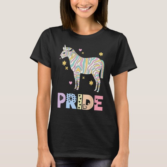 Camiseta Zebra Pride Rainbow Animal LGBTQIA Men Women Girls (Frente)