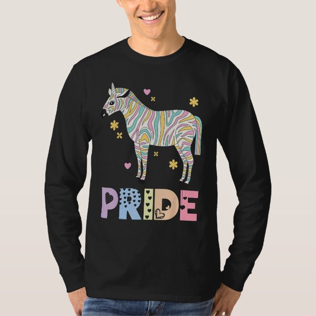 Camiseta Zebra Pride Rainbow Animal LGBTQIA Men Women Girls (Frente)