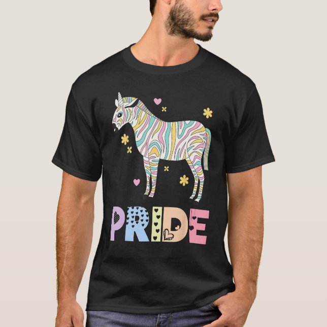 Camiseta Zebra Pride Rainbow Animal LGBTQIA Men Women Girls (Frente)