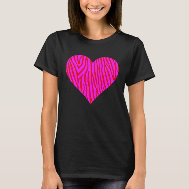 Camiseta Zebra Print Heart Love Graphic Cute Valentines Day (Frente)