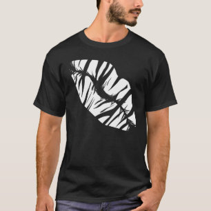 Camiseta Zebra Print Lábios Adoram Biss Safari Women Zoo