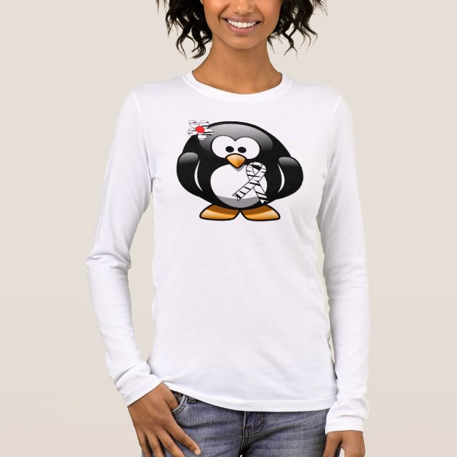 Camiseta Zebra Print Ribbon Penguin (Frente)