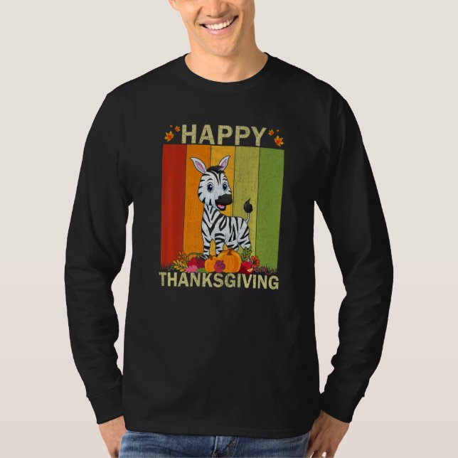 Camiseta Zebra  Retro Graphic Family Matching Thanksgiving (Frente)