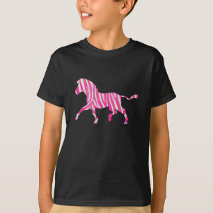 Camiseta Zebra, rosa-quente e branco, silhueta