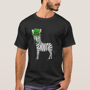 Camiseta Zebra Rua dia de Patrick com um Chapéu Leprechaun