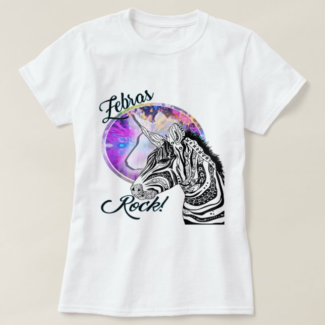 Camiseta Zebra Tribal, preto e branco, estilo de tatuagem (Frente do Design)