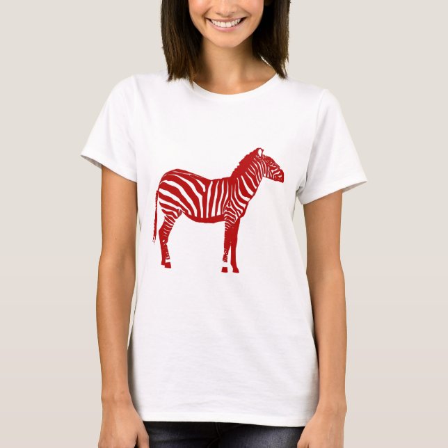 Camiseta Zebra - Vermelho profundo e branco (Frente)