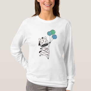 Camiseta Zebra Voa Com Balões Para Animais Mais Doces