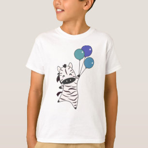 Camiseta Zebra Voa Com Balões Para Cima De Animais Doces