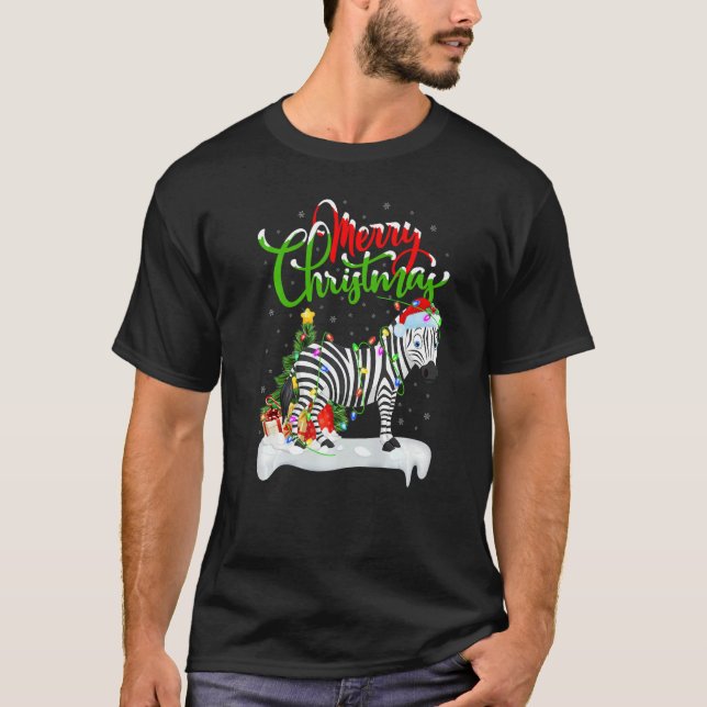 Camiseta Zebra  Xmas Decorations Santa Zebra Christmas (Frente)