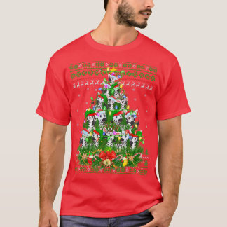 Camiseta Zebra Xmas Lighting Tree Papais noeis Zebra Ugly C